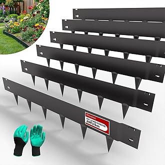 20ft. Galvanized Steel Landscape Edging (6-Pack) – 40" x 8" Metal Garden Border, Hammer-in Lawn Edging for Landscaping, Tree Rings, Yard & Pathway – Black Steel Lawn Edge for Garden Design