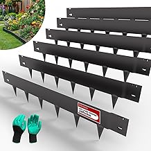 20ft. Galvanized Steel Landscape Edging (6-Pack) – 40" x 8" Metal Garden Border, Hammer-in Lawn Edging for Landscaping, Tree Rings, Yard & Pathway – Black Steel Lawn Edge for Garden Design