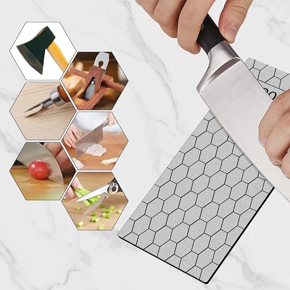 Befun 5PCS Diamond Sharpening Stones, Diamond Stone 200/400/600/1000/2000# | Single Side, Honeycomb Surface, with Non-Slip Pad for Knives, Scissors, Outdoor Tools & Kitchen Blades