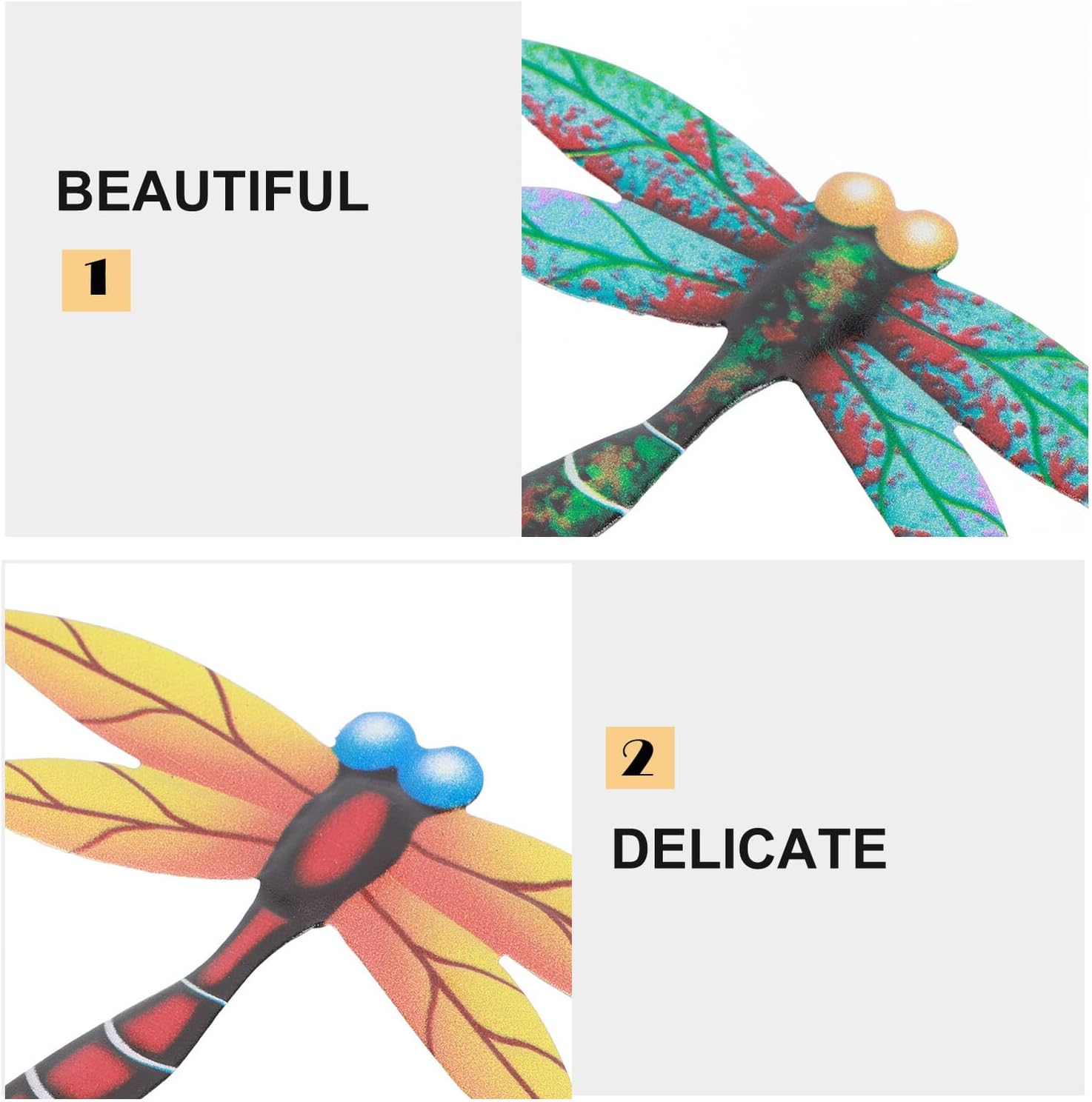 BESPORTBLE 8pcs Metal Dragonfly Wall Decorations Natural Artistic Garden Wall Art Decor for Indoor Bedroom Office