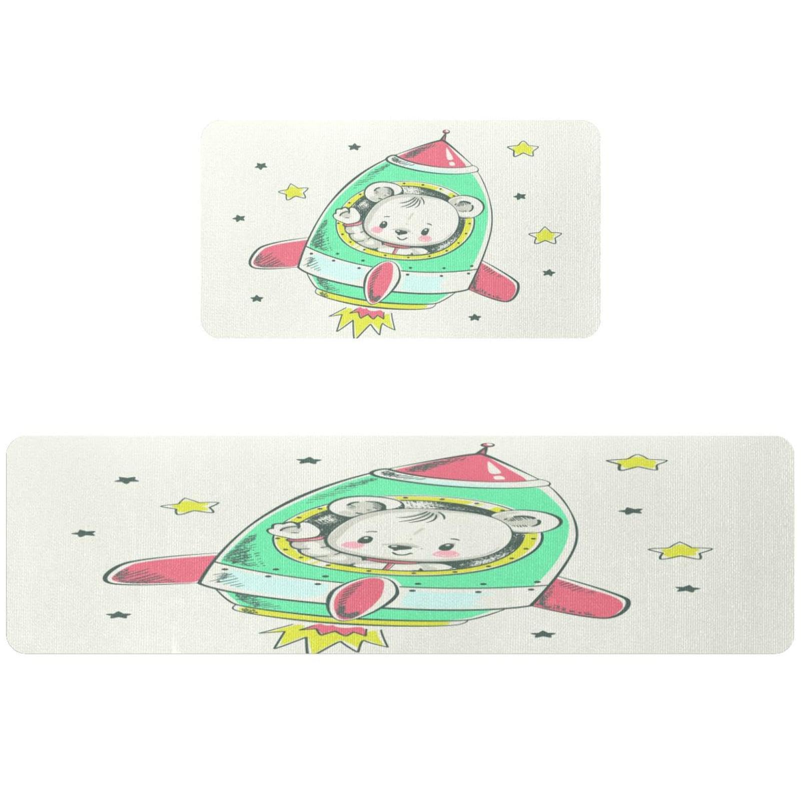 Alfombrilla de cocina evita resbalones VAPOKF alfombra cocina lavable oso espacial