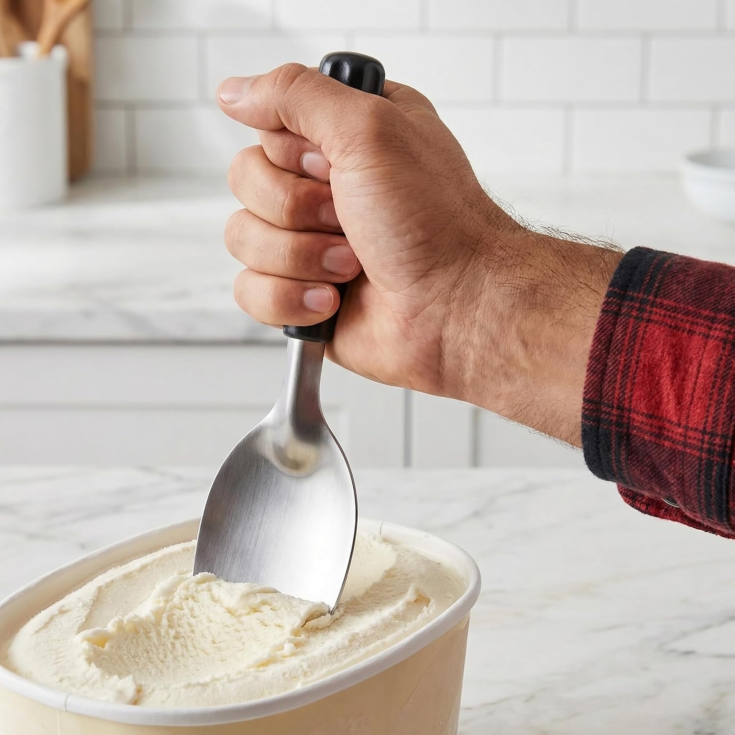Heavy Duty Metal Ice Cream Scoop, Stainless Steel Spade