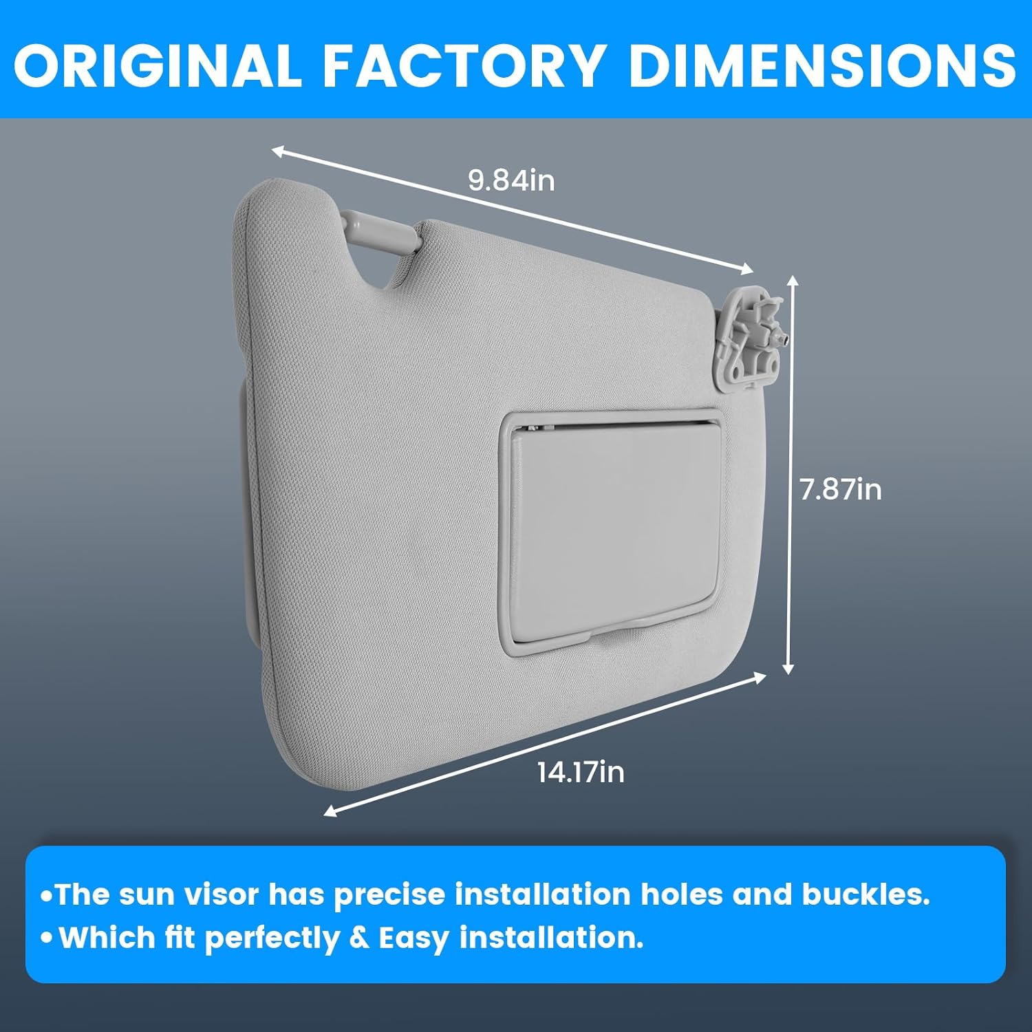 SHENKENUO Gray Left Driver & Right Passenger Side Sun Visor Compatible with (2013-2019) Nissan Sentra,Sun Visor Replacement Number 96400-4AT7A,96401-4AT7A(Drive & Passenger Side)