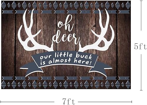 Miniatura 8 de MEHOFOND 8 x 6 pies, rústico, Oh Deer Baby Shower - Accesorios de madera con texto en inglés "It's A Boy Buck On The Way", decoración de fiesta con
