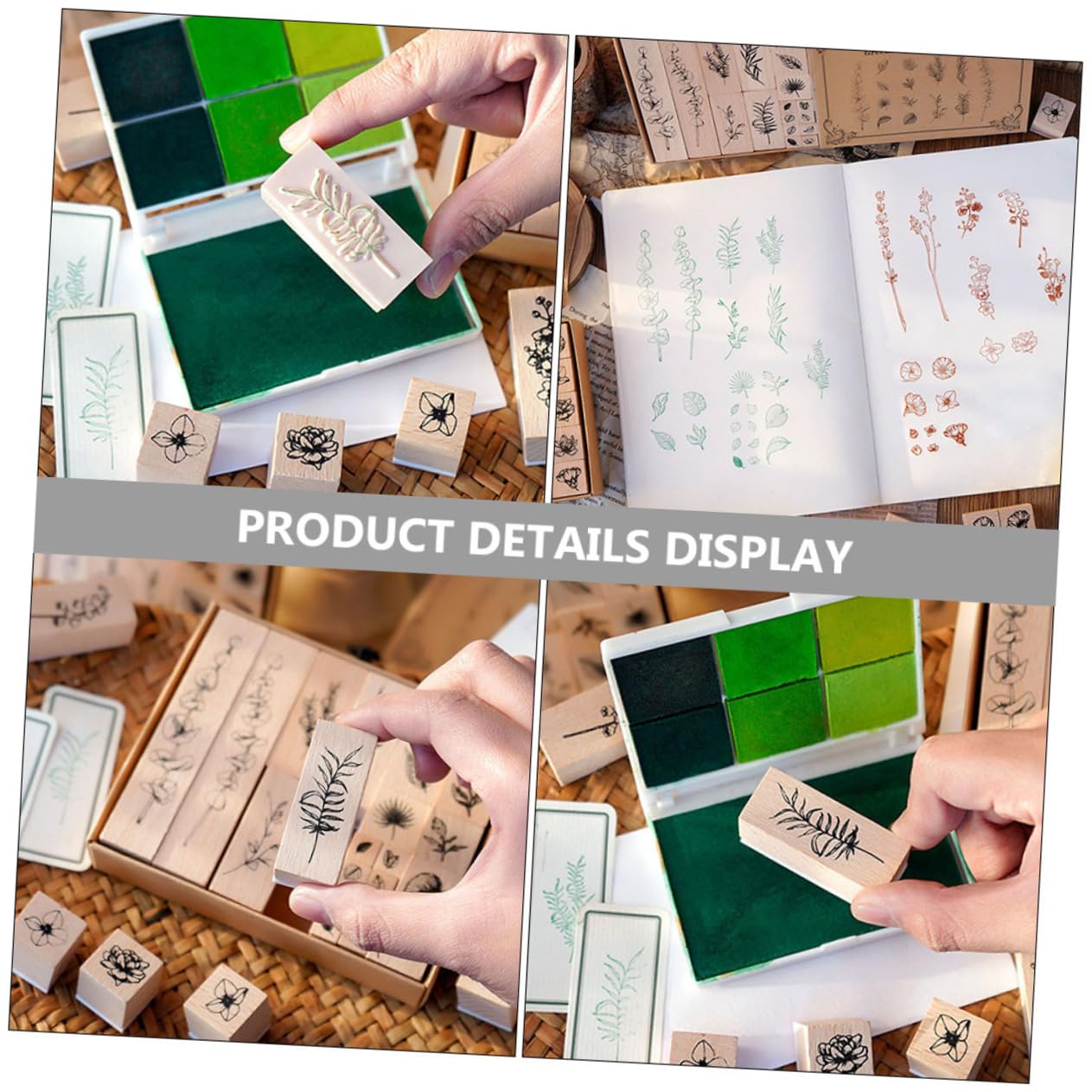 Veemoon 4 Set Timbri Legno per Scrapbooking Motivi Decorativi per Creazioni Fai da Tper Biglietti
