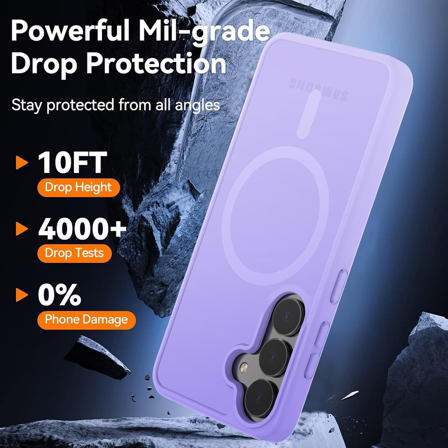 ualele Magnetic for Samsung Galaxy S24 Plus Case & S25 Plus Case, Compatible wit MagSafe, Military Grade Drop Protection Slim Translucent Sockproof wit Anti-Fingerprint Pone Case,Ligt Purple thumbnail