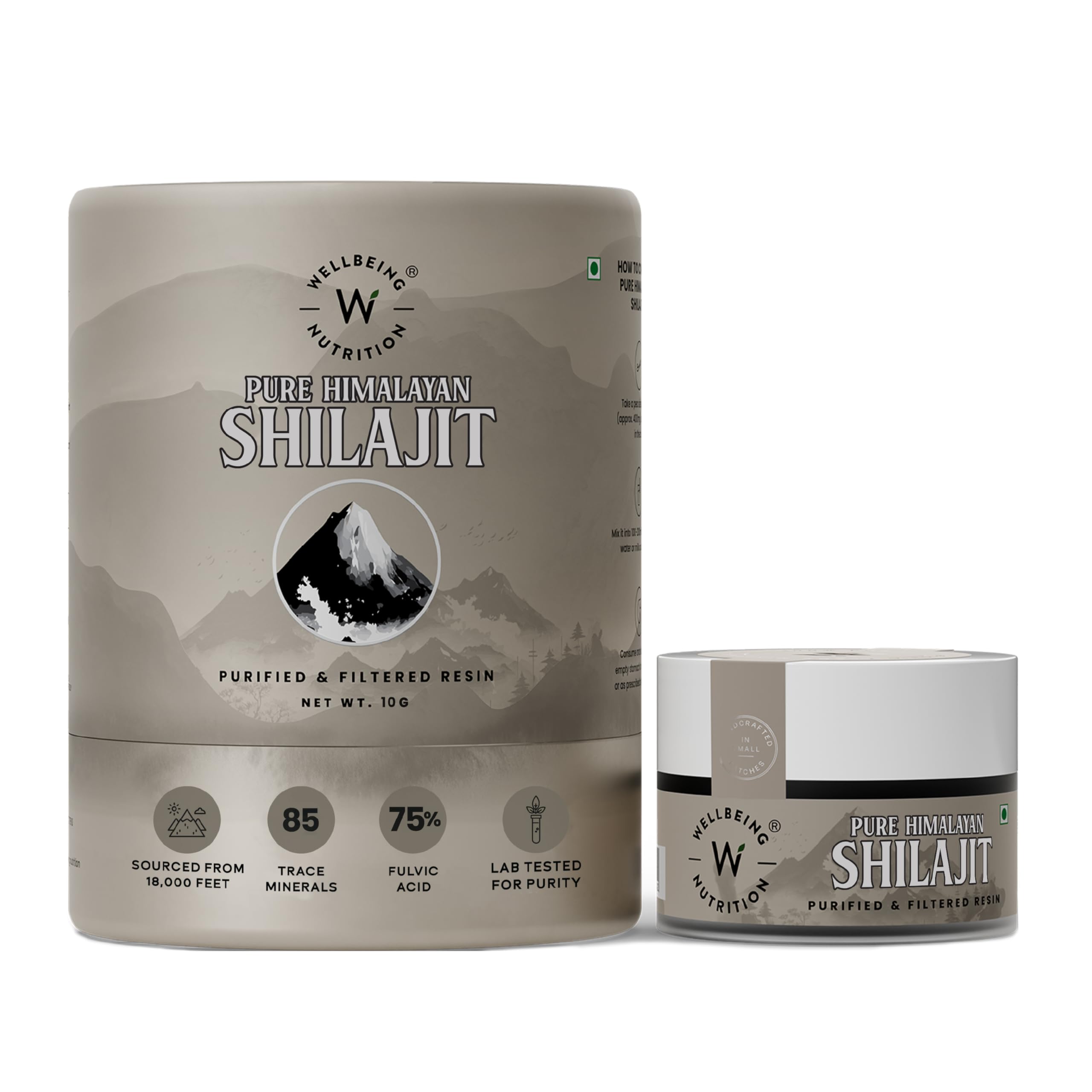 Wellbeing Nutrition Himalayan Shilajit Original Resin 10g for Men & Women with 75% Fulvic Acid & 85 Trace Minerals | 100% Ayurvedic | For Energy, Stamina, Muscle Growth Strength & Performance