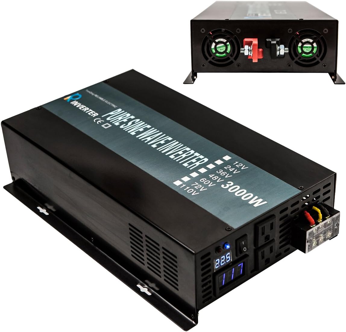 WZRELB 3000W 24V 120V Pure Sine Wave Solar Power Inverter Homeuse DC to AC System