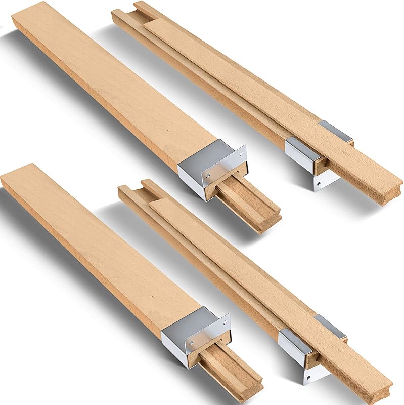 Maitys 4 guías de madera para cajones, riel guía de montaje inferior de madera de 16 pulgadas | Guías para cajones de madera, guía central con guías deslizantes de metal, rieles para cajones clásicos, ideal para reparación de muebles de tocador
