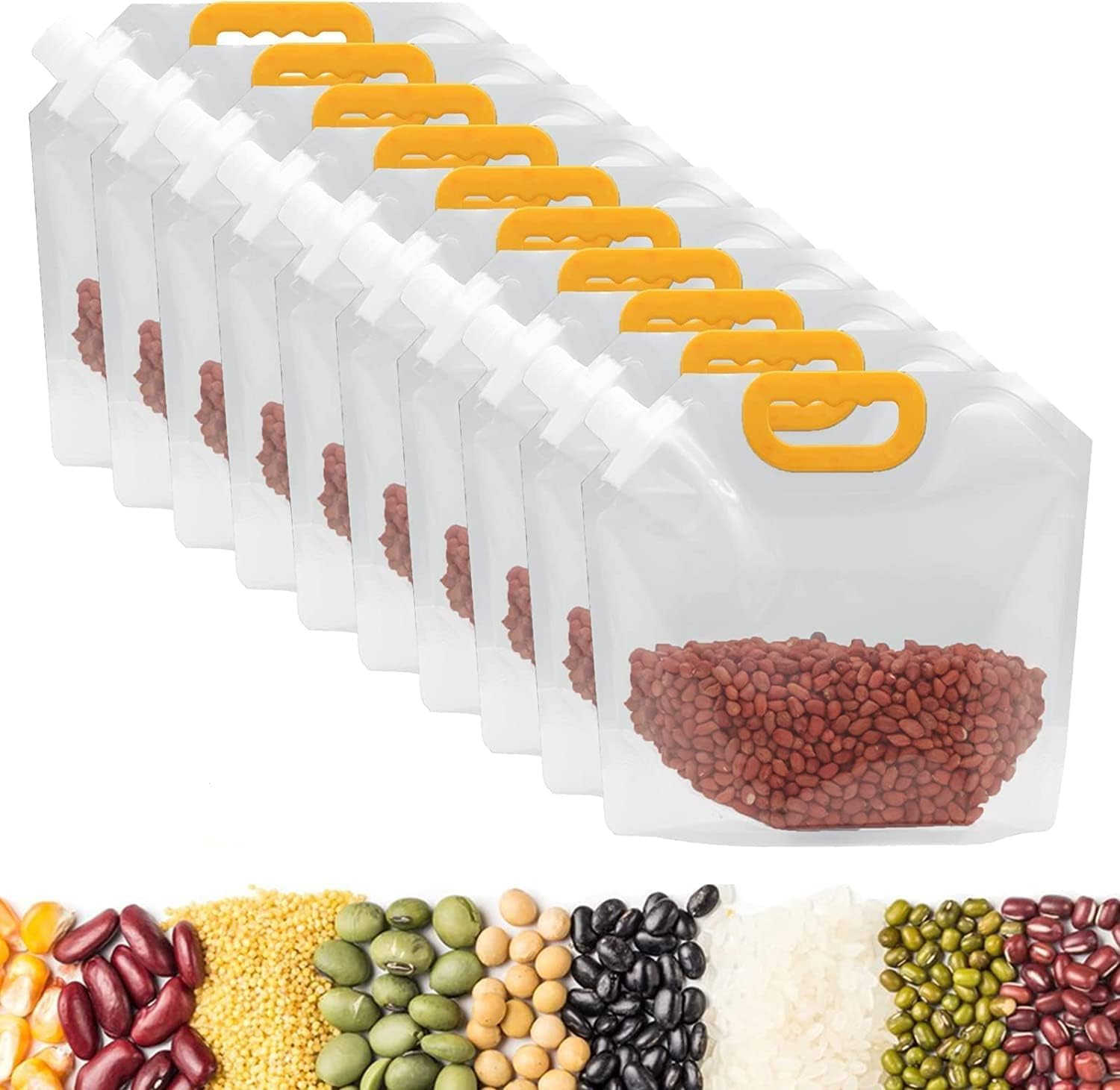 Grain Moisture-Proof Sealed Bags | Stand-Up Food Storage Pouches | Long-Life Grain Storag Bags with Handle – Perfect for Bean, Grains, Rice, Sugar & More | 1.5L Capacity (5 Pcs) (8, 2.5 LITTER)-image-42
