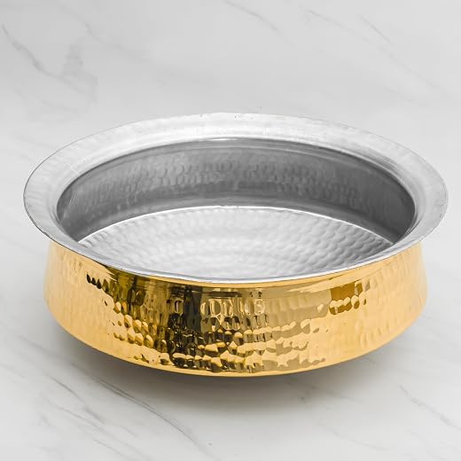 Healthsmith - 100% Pure Hammered, Polished Brass Lagan Handi/Patila - Excellent Heat Conductivity - Strong & Durable - Pro...