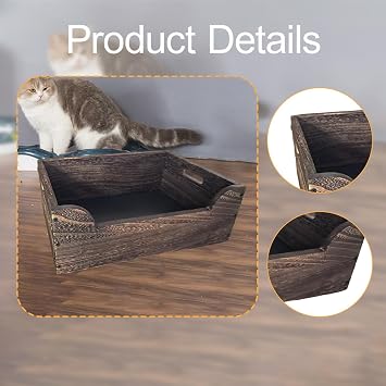 Wooden for Small and Large Cats Rustic Sturdy Cat Toilet Semi Enclosed for Corner Dorm Bathroom