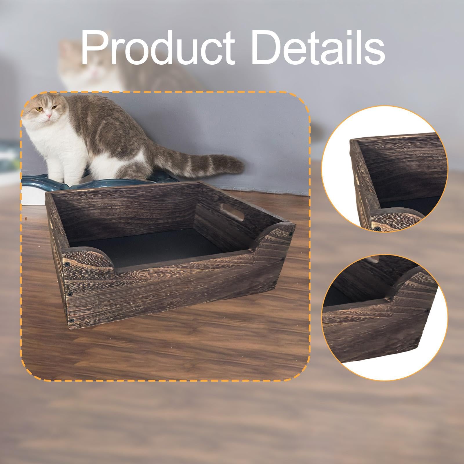 Katzentoilette aus Holz, halbgeschlossen, 44 x 34 x 14 cm, Ecktoilette für kleine und große Katzen unter 15 kg