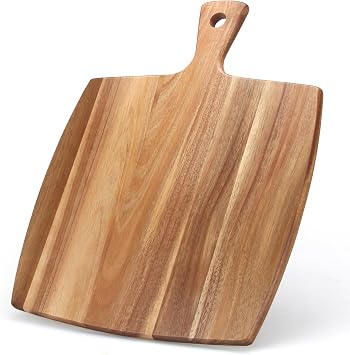 Large Wooden Charcutory Board Acacia Wood Cutting Board for Kitchen, Meat Cutting Board, Bread Serving Cheese Board, Decorative Big Cutting Board with Handle, Butcher Block Food Tray Cheese Platter