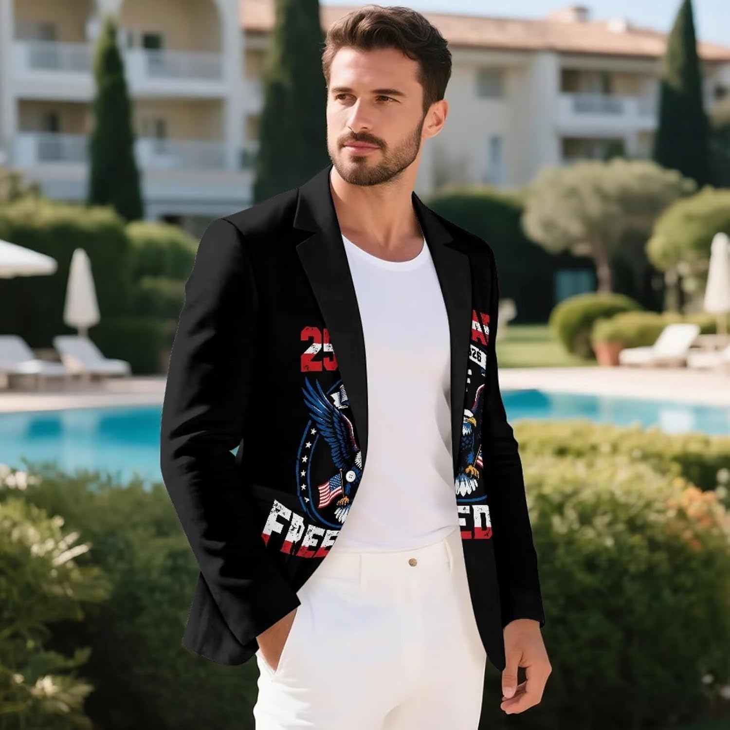 FUSURIRE Men's Casual Blazer Long Sleeve Suit Jackets Sports Coats One Button Business Jacket with Pocket Size S-5XL