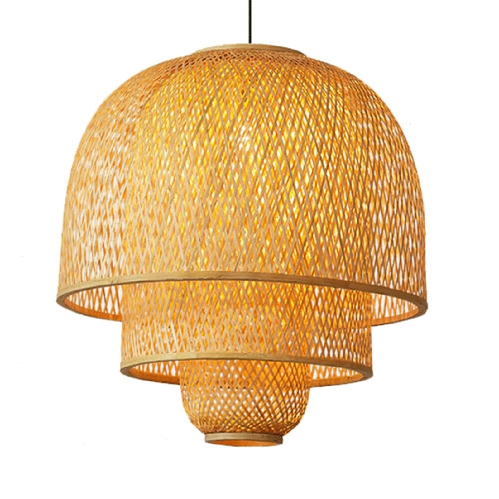 KBUUKYYXouy Rustic Woven Domed Bohemian Suspension Droplight Handwoven Pastoral Pendant Lamp Classical Basket Hanging Lighting for Kitchen Island Living Room Teahouse