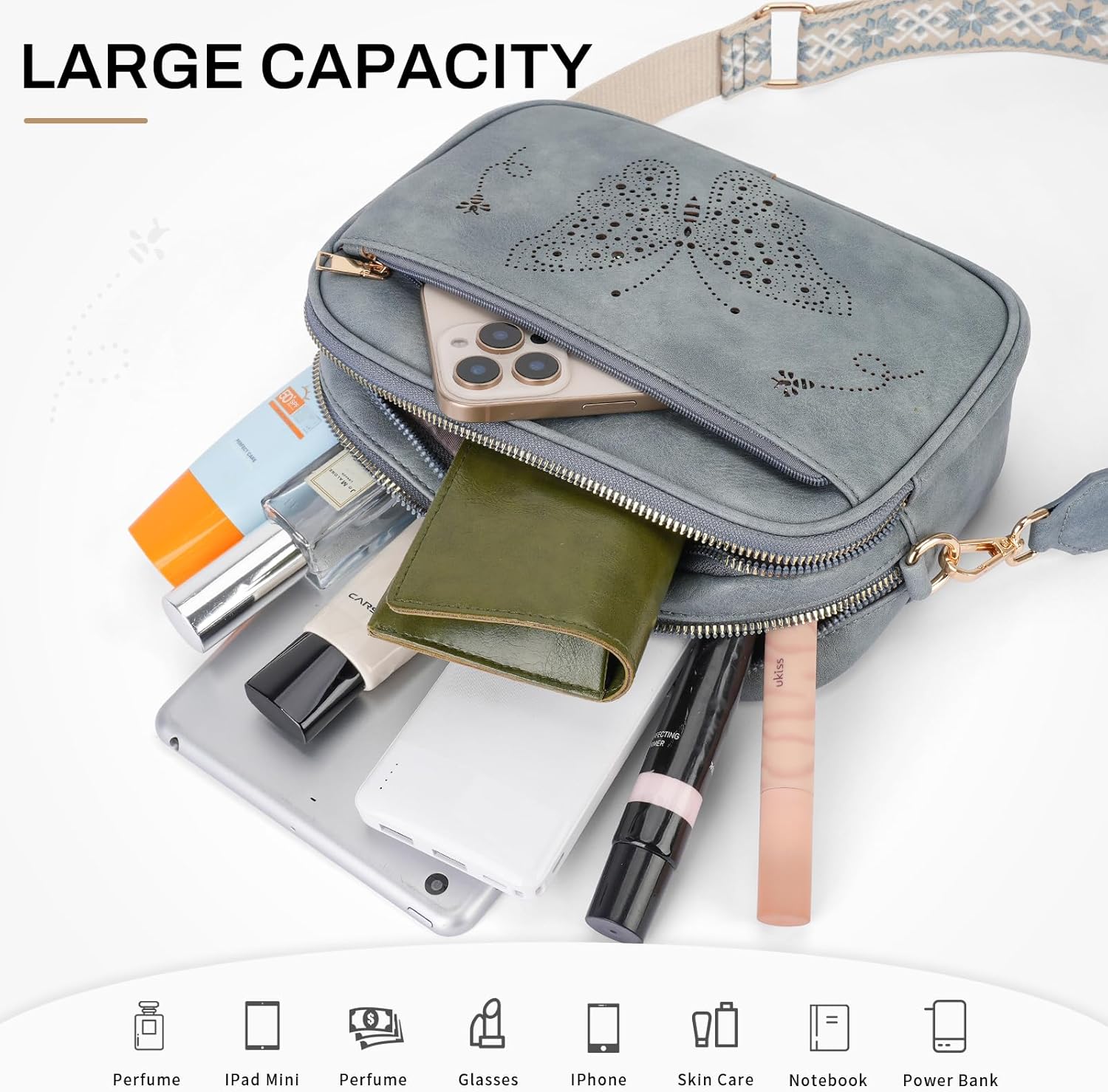 Crossbody Purse for Women Vegan Leather Small Crossbody Bags with Adjustable Strap Multiple Pockets - Image 3