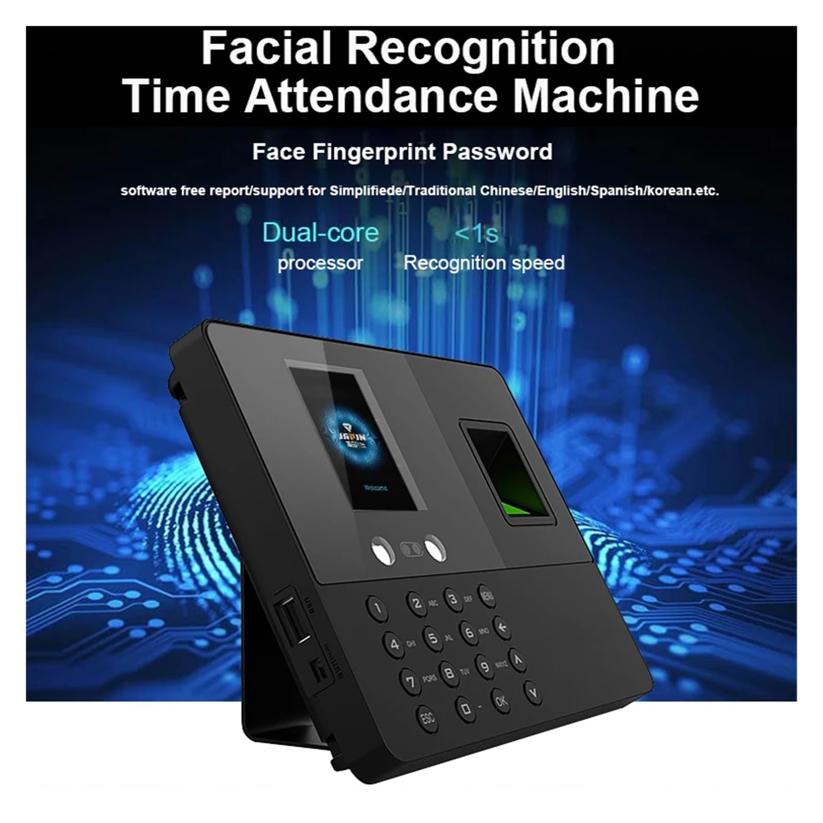 per i dipendenti Piccola Impresa JPX1 Riconoscimento facciale Impronta Digitale biometrica Sistema di rilevazione presenze Macchina Impronta Digitale Ufficio dipendente Nessun Software