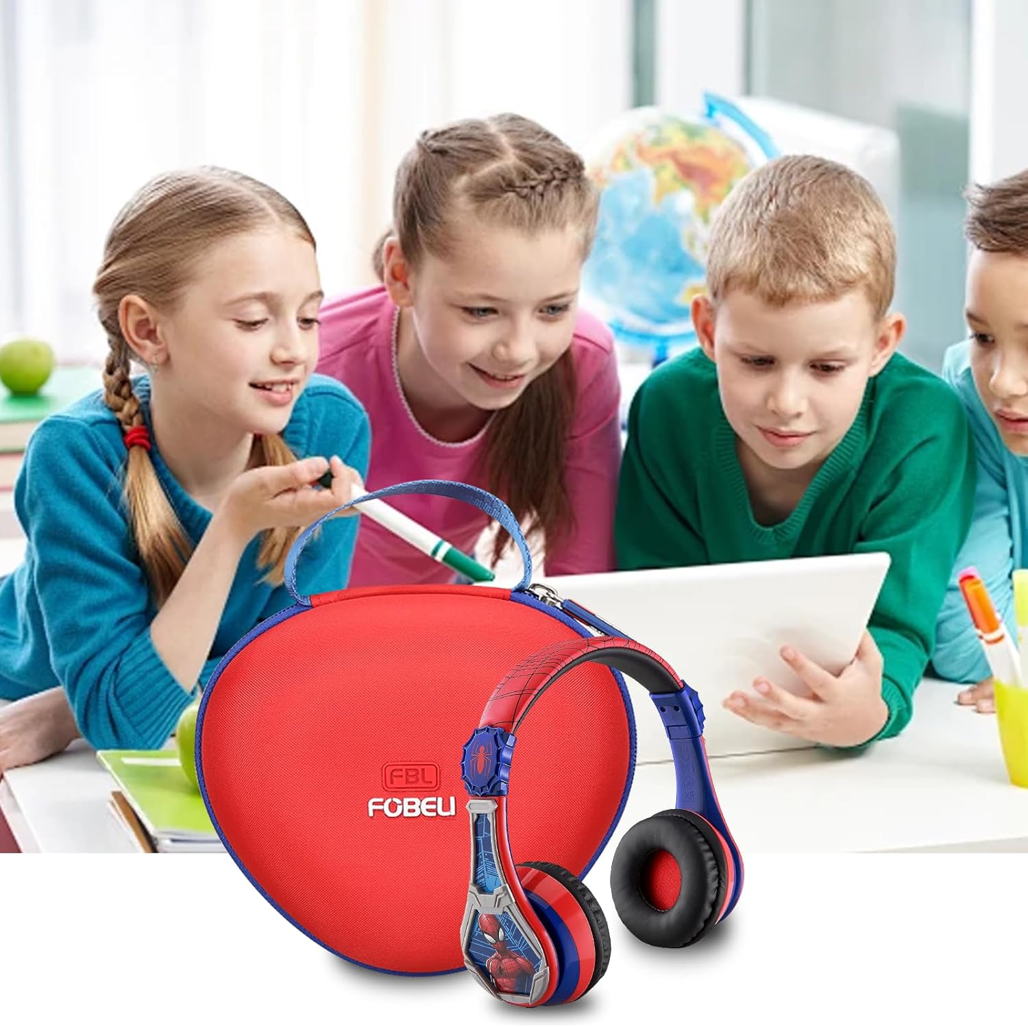 FBLFOBELI Hard Case Compatible with JLab Studio Wireless On-Ear Headphones/eKids Spiderman Wireless Bluetooth Headphones, Protective Shockproof Storage Holder (Red+Blue) - Image 6