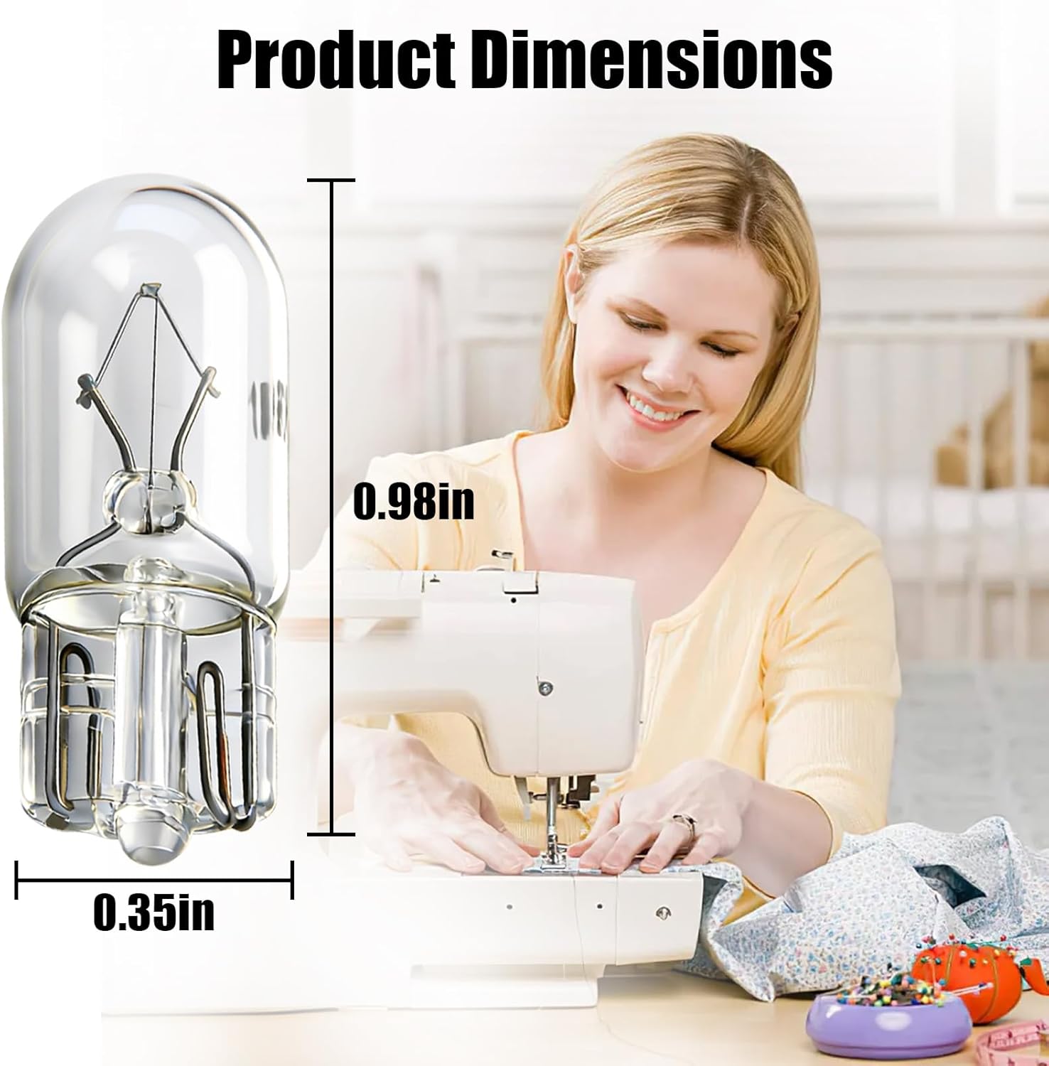 4 Pack Clear Sewing Machine Push-in Light Bulb 12V 5W Compatible with Bernina Kenmore Janome, New Home Sewing Machines Replace 0075355000