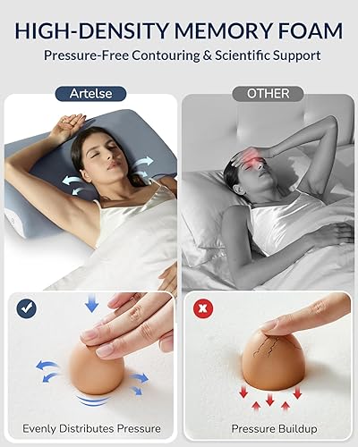 Miniatura 4 de Almohada cervical ergonómica para el cuello para dormir de lado y de espalda, almohadas de espuma viscoelástica de contorno para soporte de cuello y