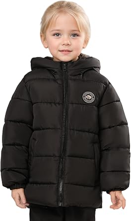 SOLOCOTE Toddlers and Girls Water-resistant Hooded Winter Puffer Coat