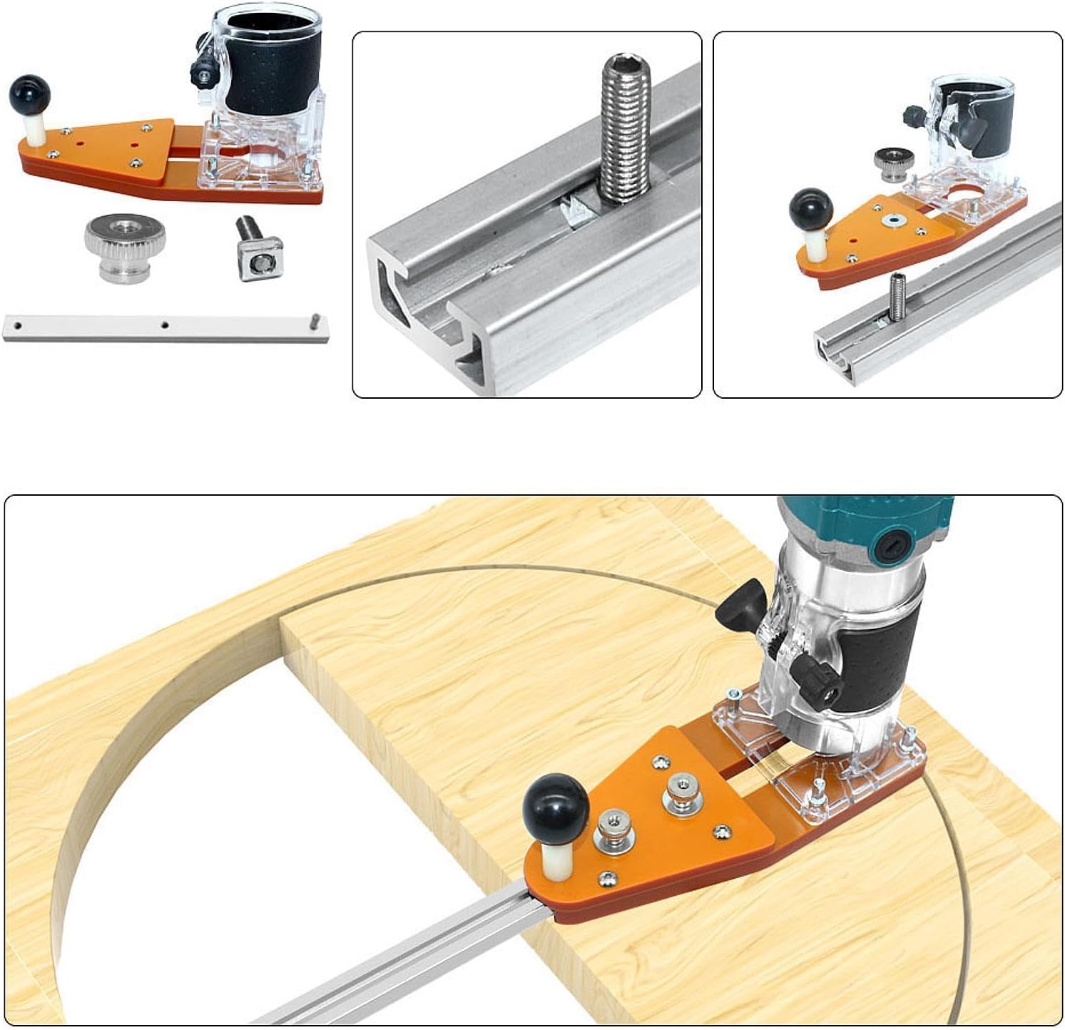 Circle Jig Clear Cover for Electric Hand Trimmer Sturdy Professional 26Cm Guide Rail | Router Tables | Power Tools | Tools | Home & Garden