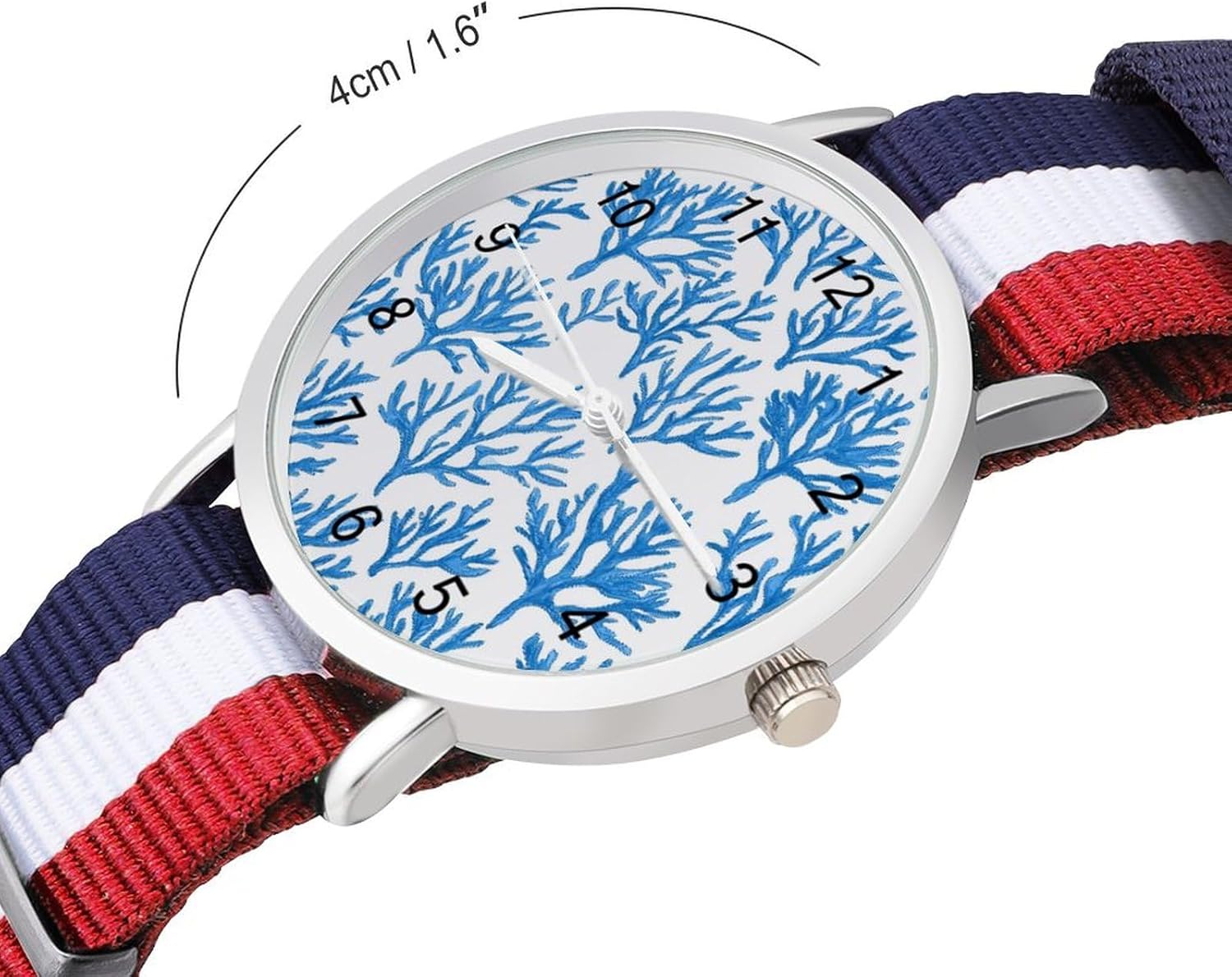 Blue Coral Branch Funny Wrist Watches for Men Women Fashion Graphic Watch for Work Workout