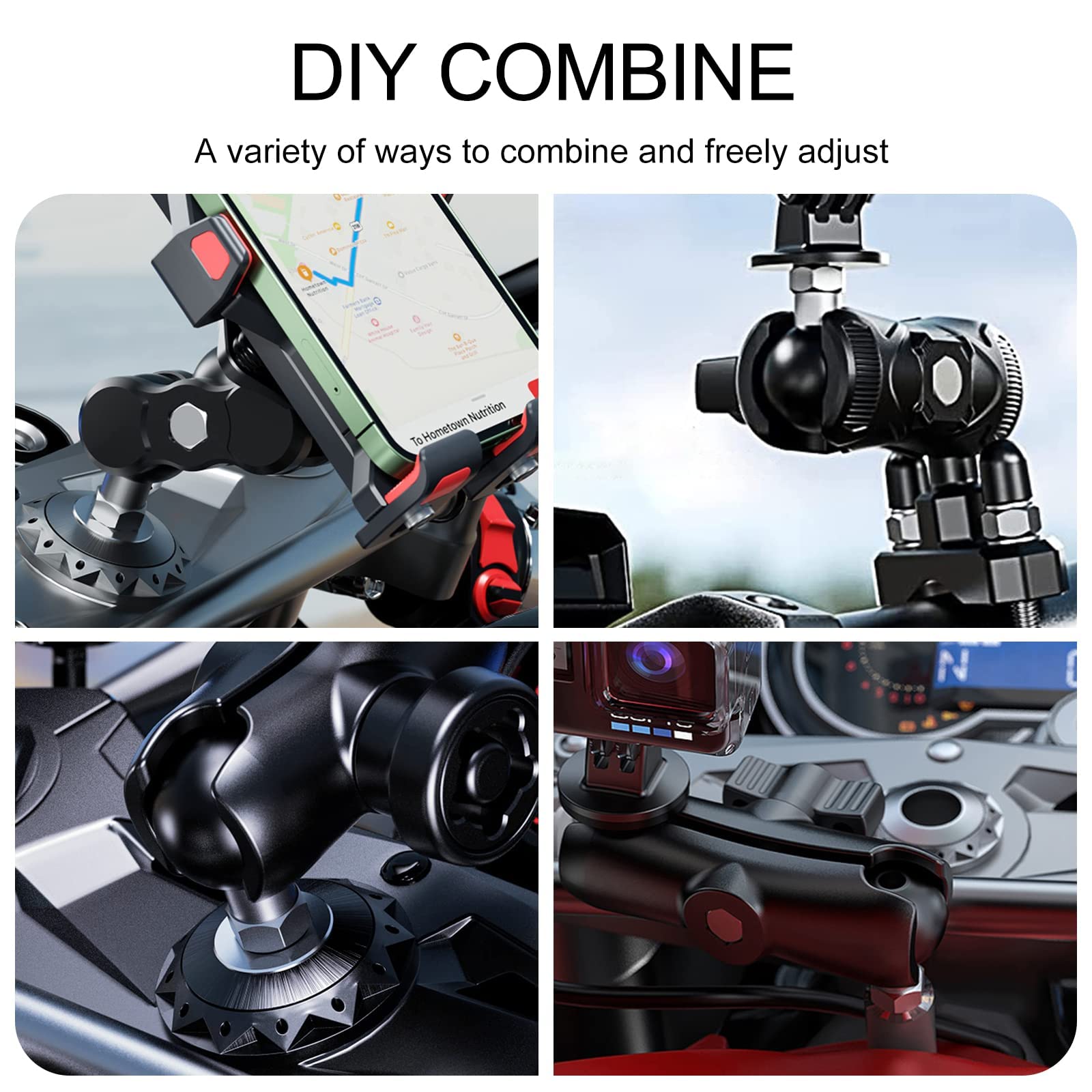 1 inch Ball Mount Holder with Threaded Bolt 1/4-20 Compatible with RAM Mounts B Size Double Socket Arm(M1/4-2pc) - Image 3