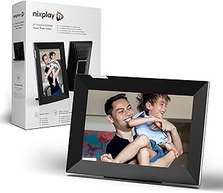 Nixplay 8 Pouces Cadre Photo numérique Intelligent WiFi écran Tactile (W08K), Noir-Argent, Partagez instantanément des Cli...