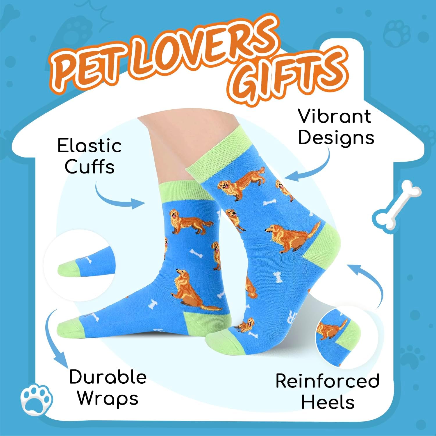 Funny Dog Sock for Women Men - Corgi Golden Retriever Gift, Shepherd Boston Chihuahua Sock - Image 3