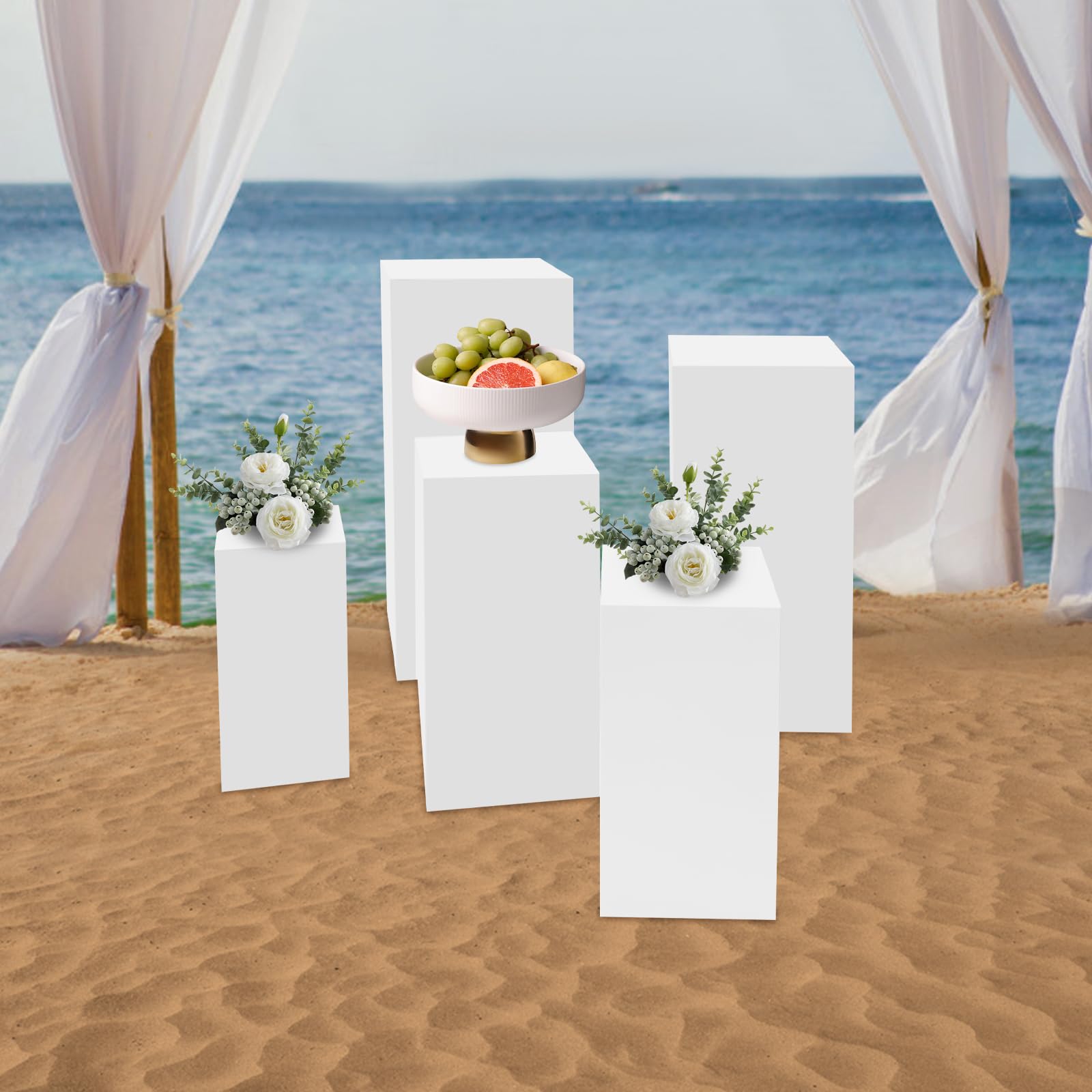 Juego de 3 pedestales metálicos, Expositor para Mesa de postres, pilares de exhibición para Bodas, Columna Decorativa para Flores, Cubo para Caja de Venta al por Menor