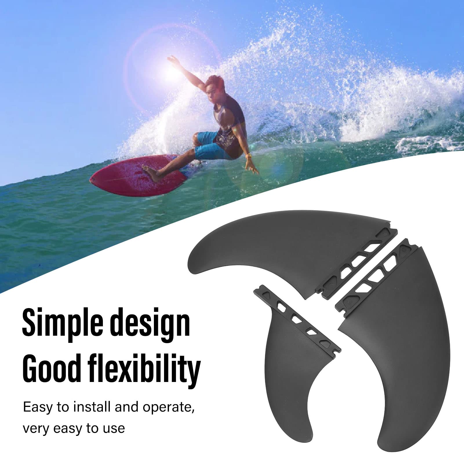 ETAINGYEUN SURF FIN Set Flexible Stable Lightweight Sturdy PVC for Inflatable Surfboards Longboard