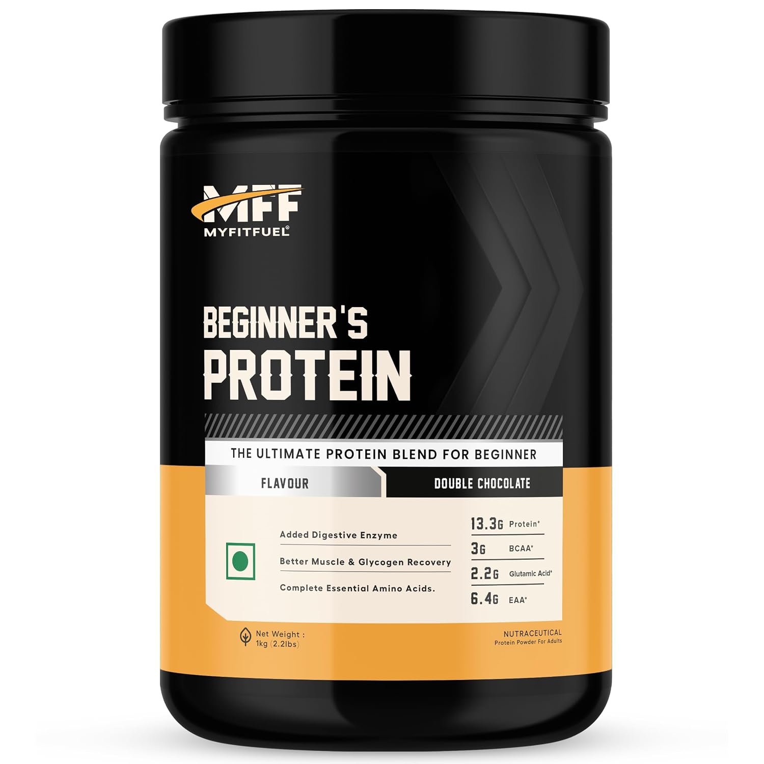 MyFitFuel Advance Beginner Whey Protein, 1Kg, Double Chocolate (Whey Protein Concentrate & Whey Protein Isolate) + Digesti...