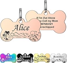 YEHANTI Dog Tag with Personalised Engraving, Personalized ID Tags for Dogs and Cats, Stainless Steel Dog Tag with Engraved First Name Address (L, Rose Gold)