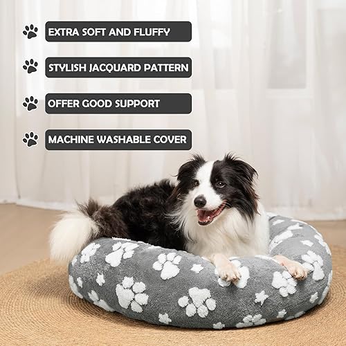 Miniatura 3 de Camas en forma de dona para perros pequeños, camas redondas relajantes para gatos de interior, bonita cama para mascotas con textura 3D con patas