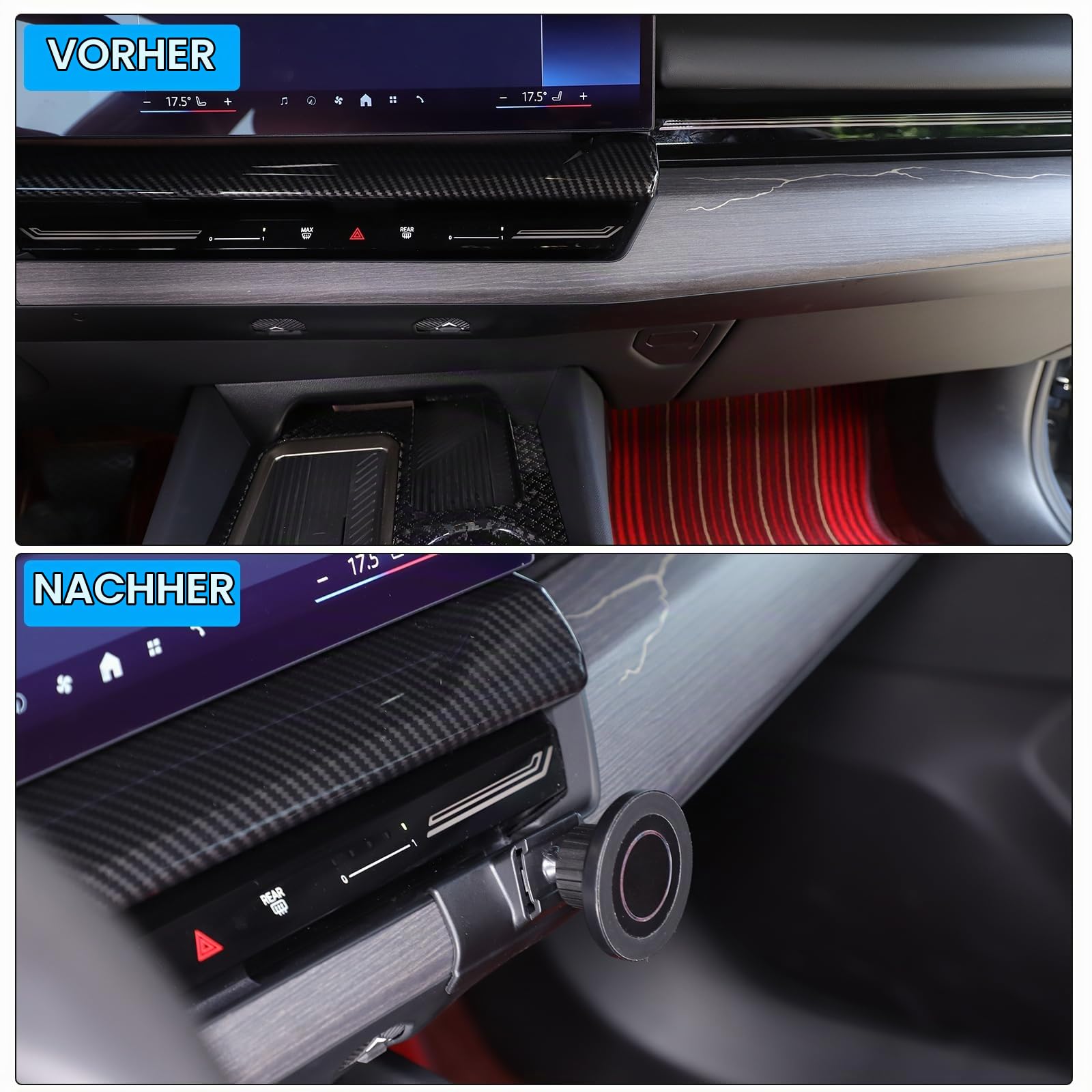 Magnetische Handyhalterung kompatibel mit BMW 5er G60 G61 Baujahr 2024 2025, Lüftungsgitter Halterung mit Kugelkopf 360° drehbar für alle Smartphones