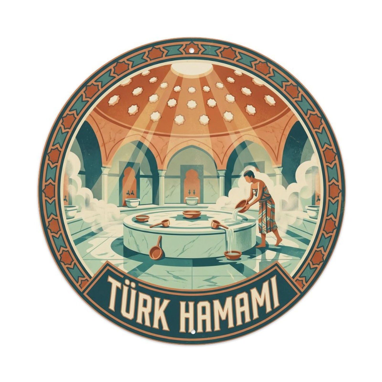 Turkish Hamam Textile Heritage Graphic Anatolian Metal Tin Sign