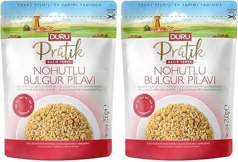 Duru Pratik Hazır Yemek – Nohutlu Bulgur Pilavı 250g, Doğal ve Katkısız | Hızlı Hazırlık, Besleyici ve Lezzetli 2li paket