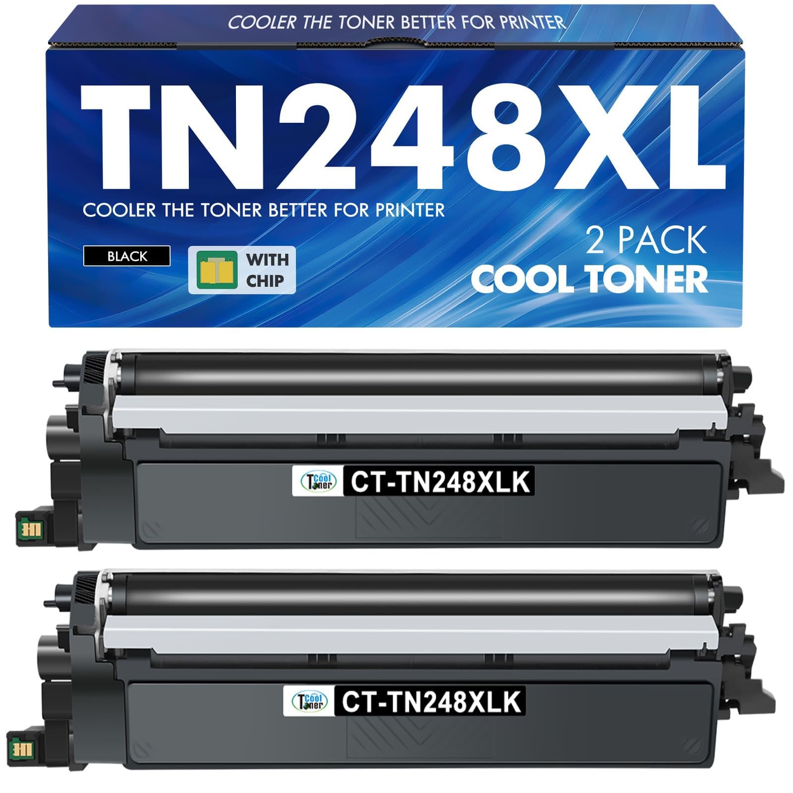 TN248XL MFC-L3760CDW Black Toner Cartridges: Compatible with Brother TN248BK TN248XLBK MFC-L3740CDW TN248 TN-248XL DCP-L3560CDW MFC-L3740CDWE MFC-L8390CDW HL-L3240CDW (2 Pack)
