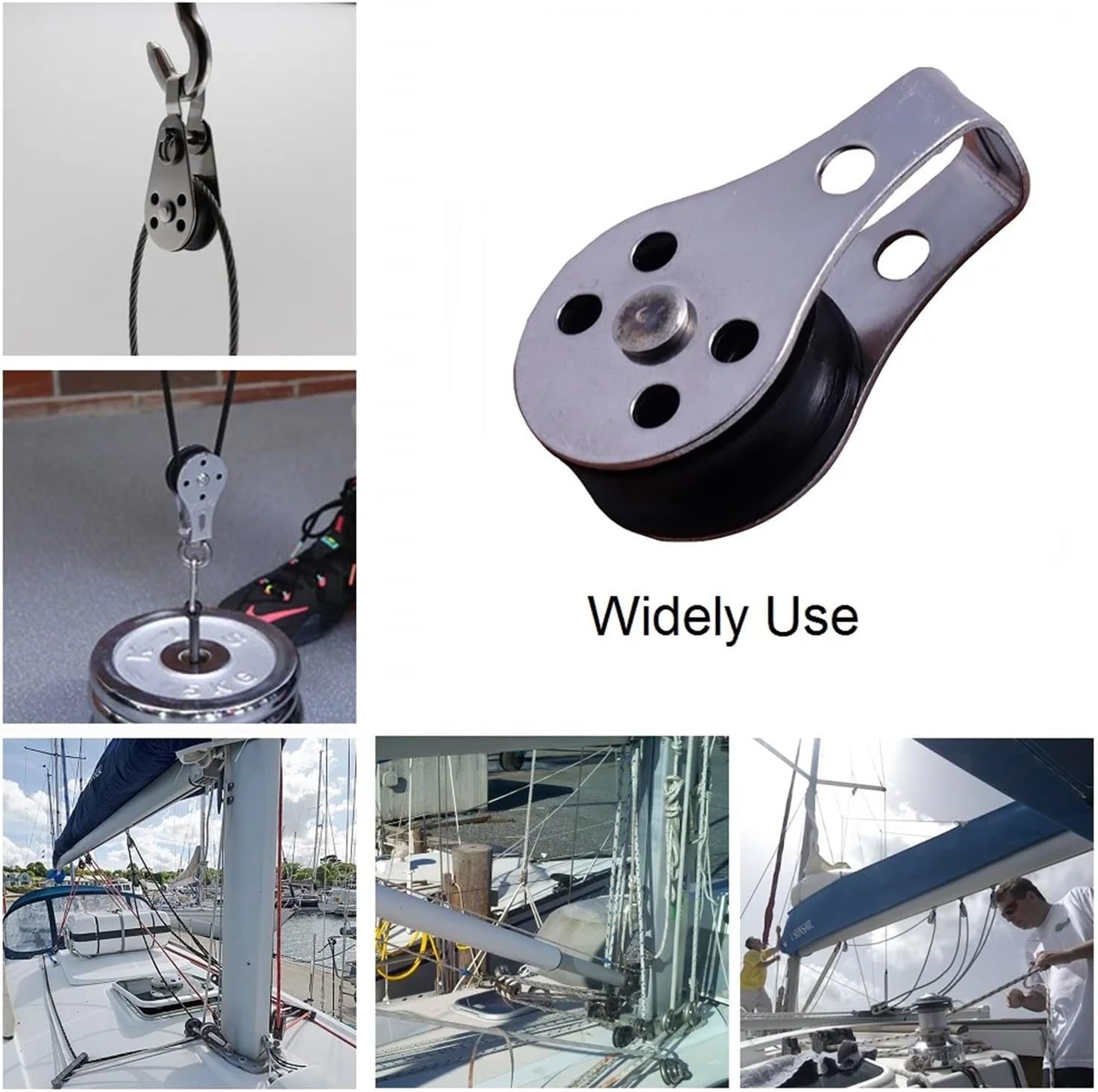 Water Sports 5PCS Stainless Steel 316 Pulley 45mm Blocks Rope Marine Hardware for Kayak Canoe Boat Anchor Trolley Kit 2mm to 8mm Rope Sailing Accessories