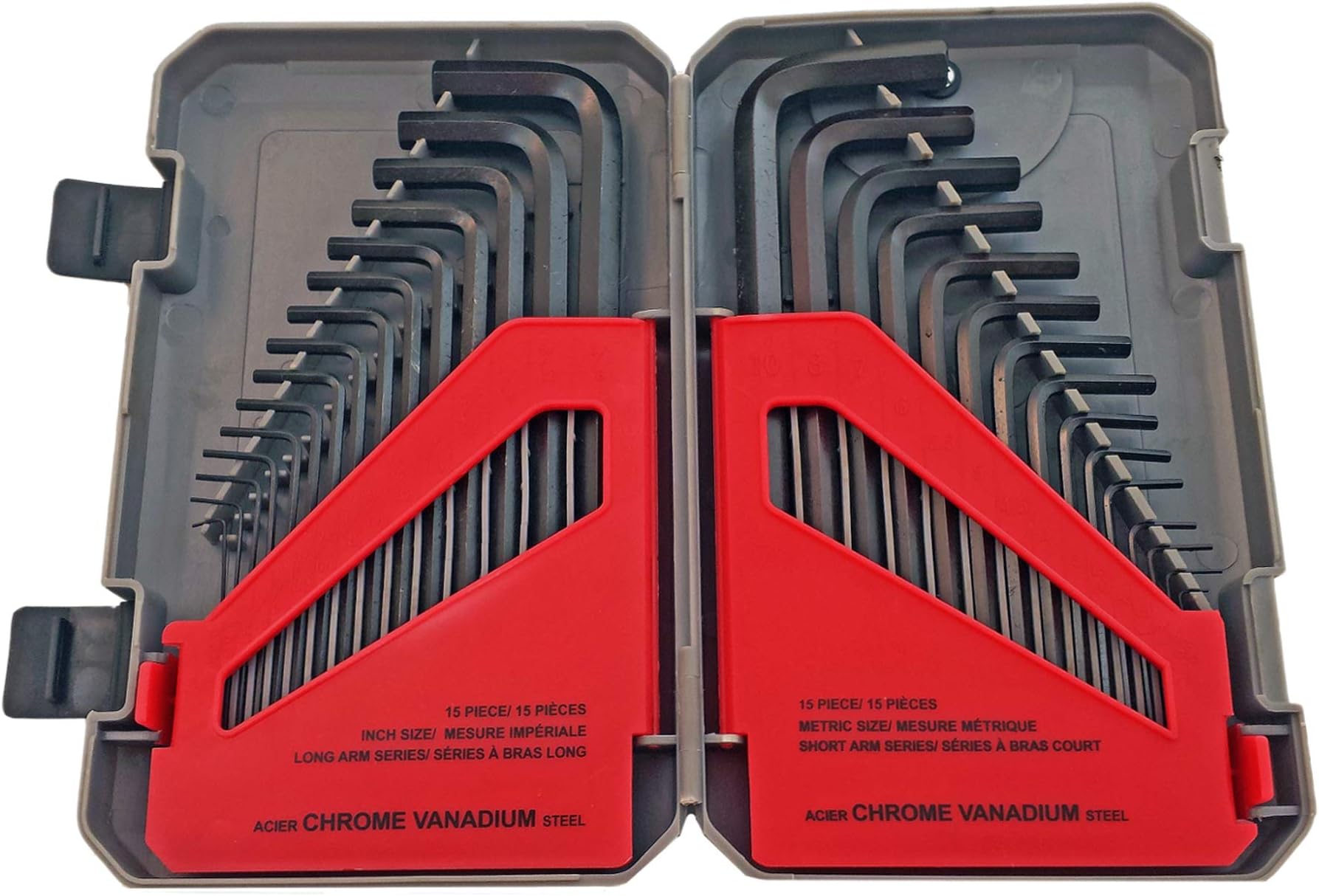 Tool 30-Piece Set of SAE and Metric Hex Keys in a Handy Storage Case 130-8030 Allen key set wrench hexagonal key socket chrome-vanadium steel precision-machined