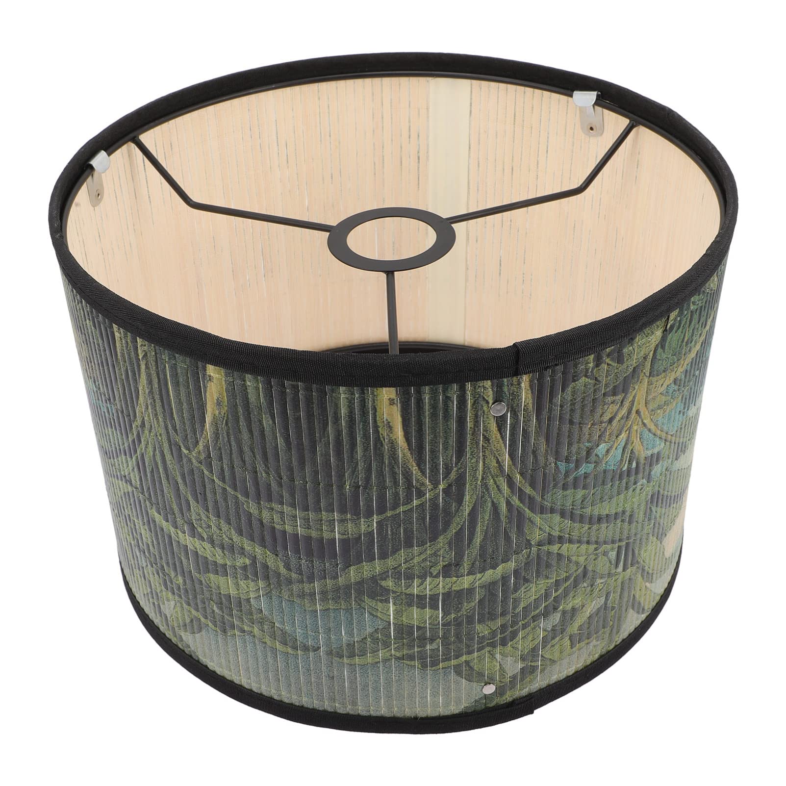 OSALADI Bamboo Lamp Shade 12 Inch Drum Pendant Light Cover with Retro Tree Pattern for Vintage Home Decor Ceiling or Table Lamps