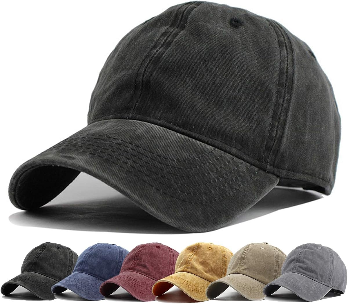 Baseball Cap Washed Cotton Unstructured Vintage Hat for Men Women