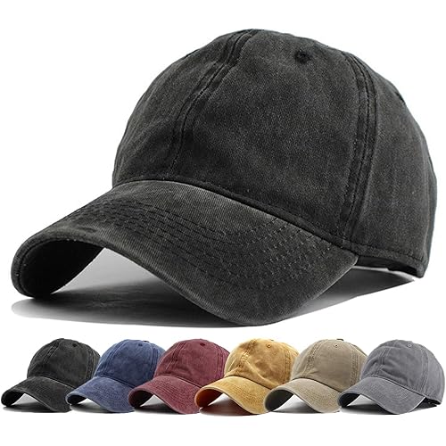 HH HOFNEN Men Women Washed Distressed Twill Cotton Baseball Cap Vintage Adjustable Dad Hat