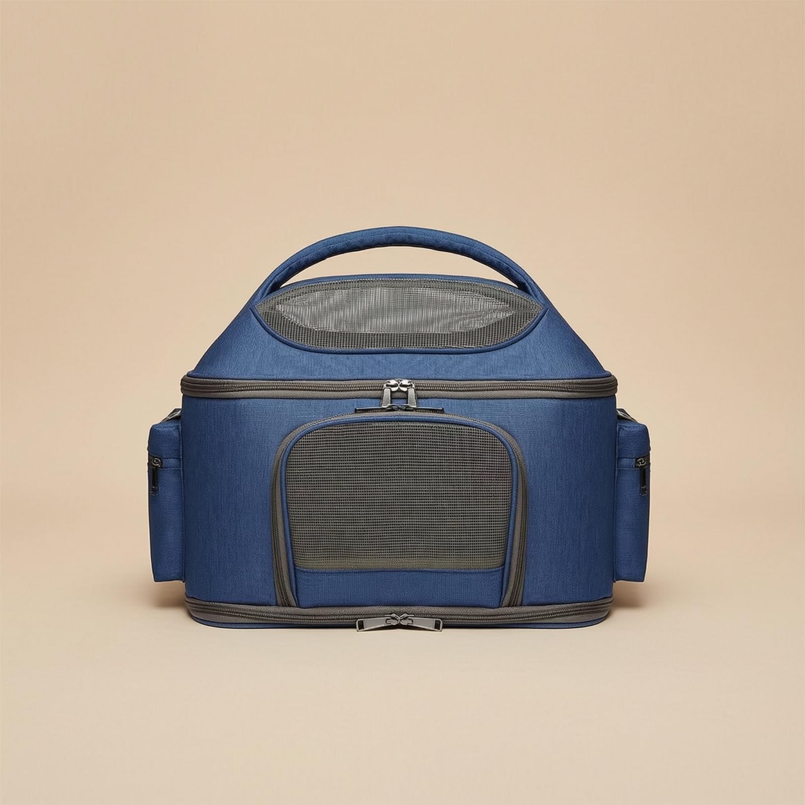 Transportín con Correa Hombro Suave Transportín con Paneles Malla Transpirable Bolsa Transporte Correa Hombro para Paseos, Azul