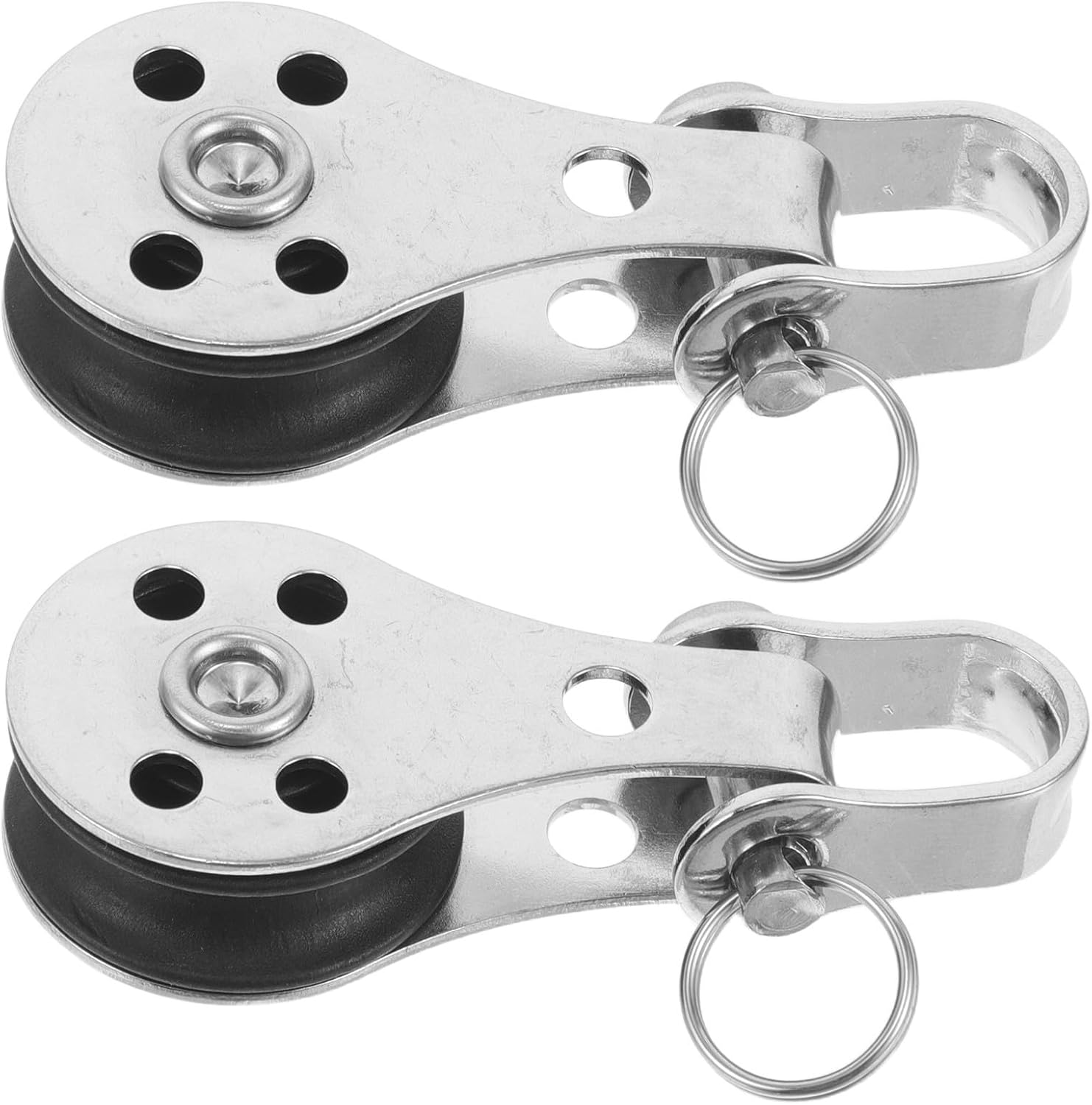 2pcs Stainless Steel and Nylon Pulley Blocks for Marine Use, Stable Sliding Support and Easy Installation, Hardware for Boating, Sailing, Kayaking, and Outdoor Water Sports