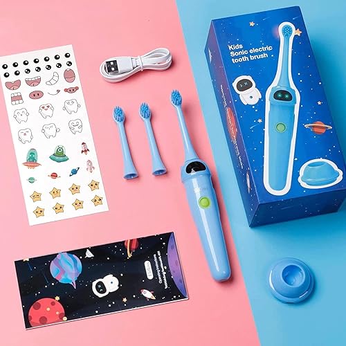 Miniatura 4 de NBGRLVS Cepillo de dientes eléctrico sónico para niños, 2 modos con memoria, temporizador de 2 minutos, divertido y fácil de limpiar, IPX7,