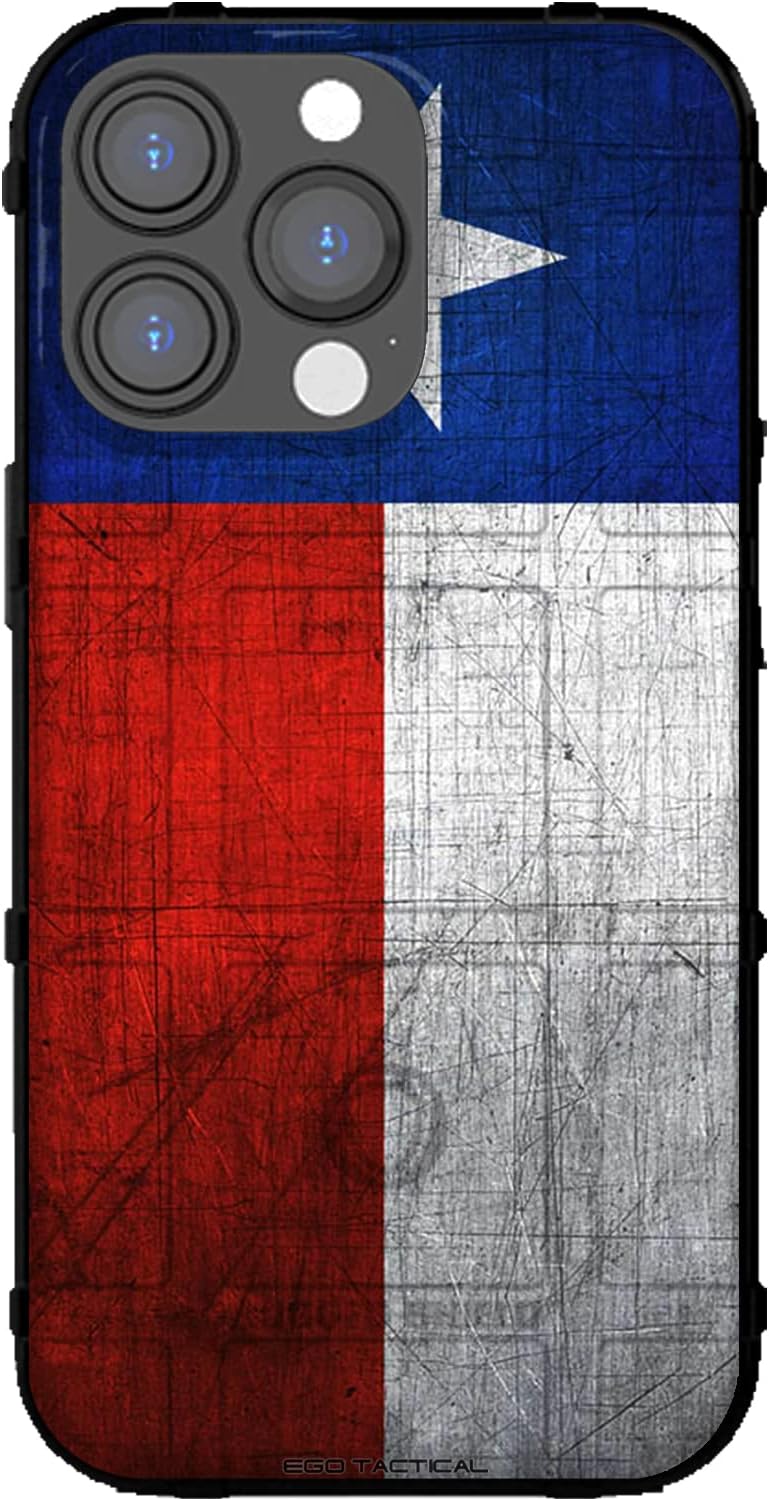 EGO TACTICAL Limited Edition Rugged Shield case Compatible with iPhone 14 Pro Max [6.7" Screen] Printed in The USA Weathered Texas State Flag