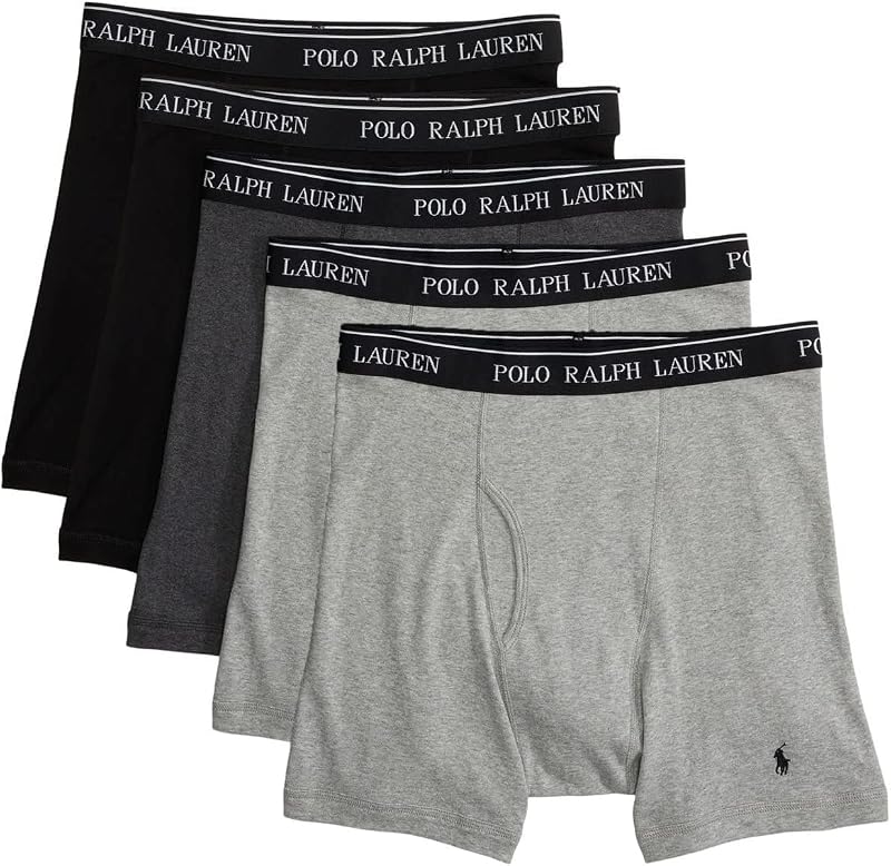 Polo Ralph Lauren Calzoncillos tipo bóxer de algodón de ajuste clásico para hombre, paquete de 5